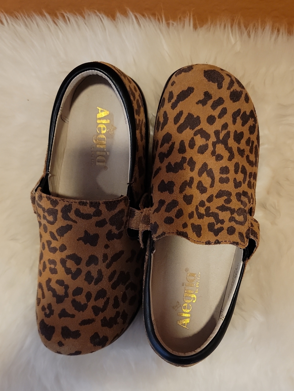 Alegria Kids Leopard Print Slip-Ons - Tan and Black